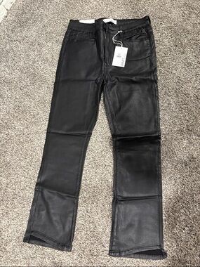 Black Faux Leather Slim Pants - Women